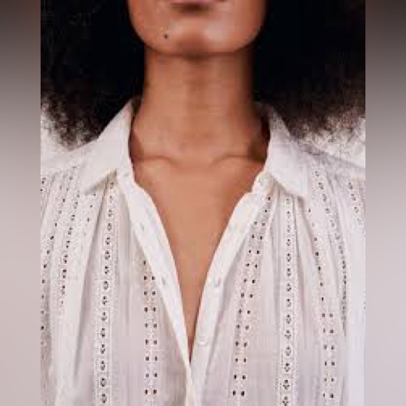 Nili Lotan Chantal White Eyelet Oversized Blouse SZ S - Picture 2 of 8